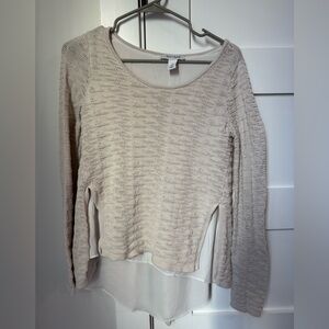 Women’s White House Black Market Cream Knit Layered Hem Sweater size XS